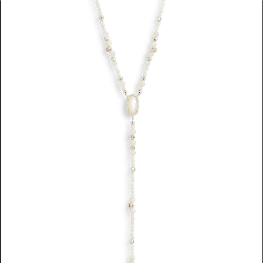 NEW Kendra Scott mother of pearl 14 karat white gold plated beaded Y - necklace - Picture 9 of 9